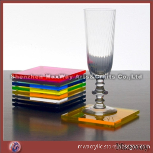 Elegant Promotion Square Colorful Acrylic Coaster/Tray/Pad with Your Logo for Cup/Teacup